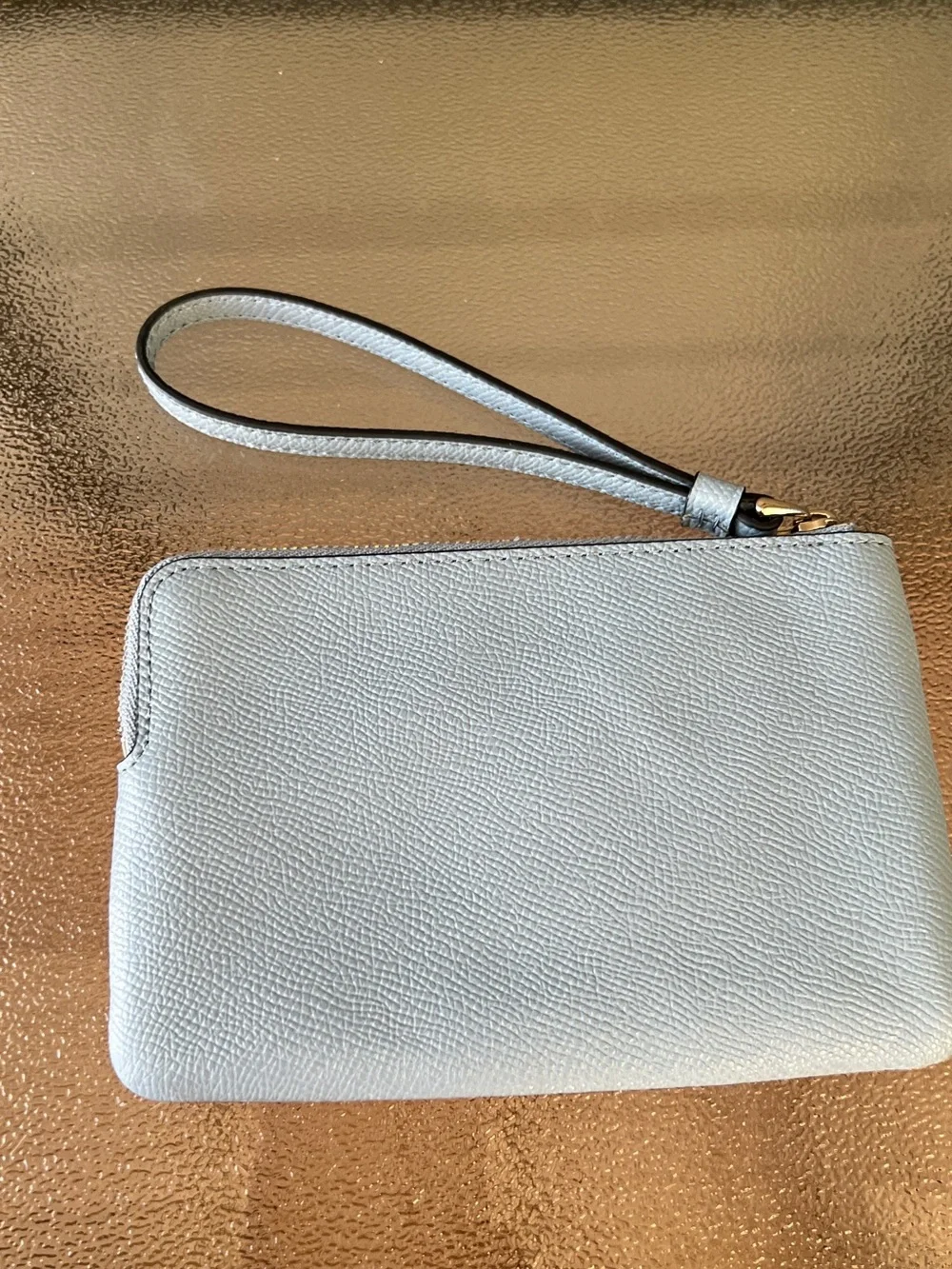 Coach Corner Zip Wristlet Pouch in Light Blue